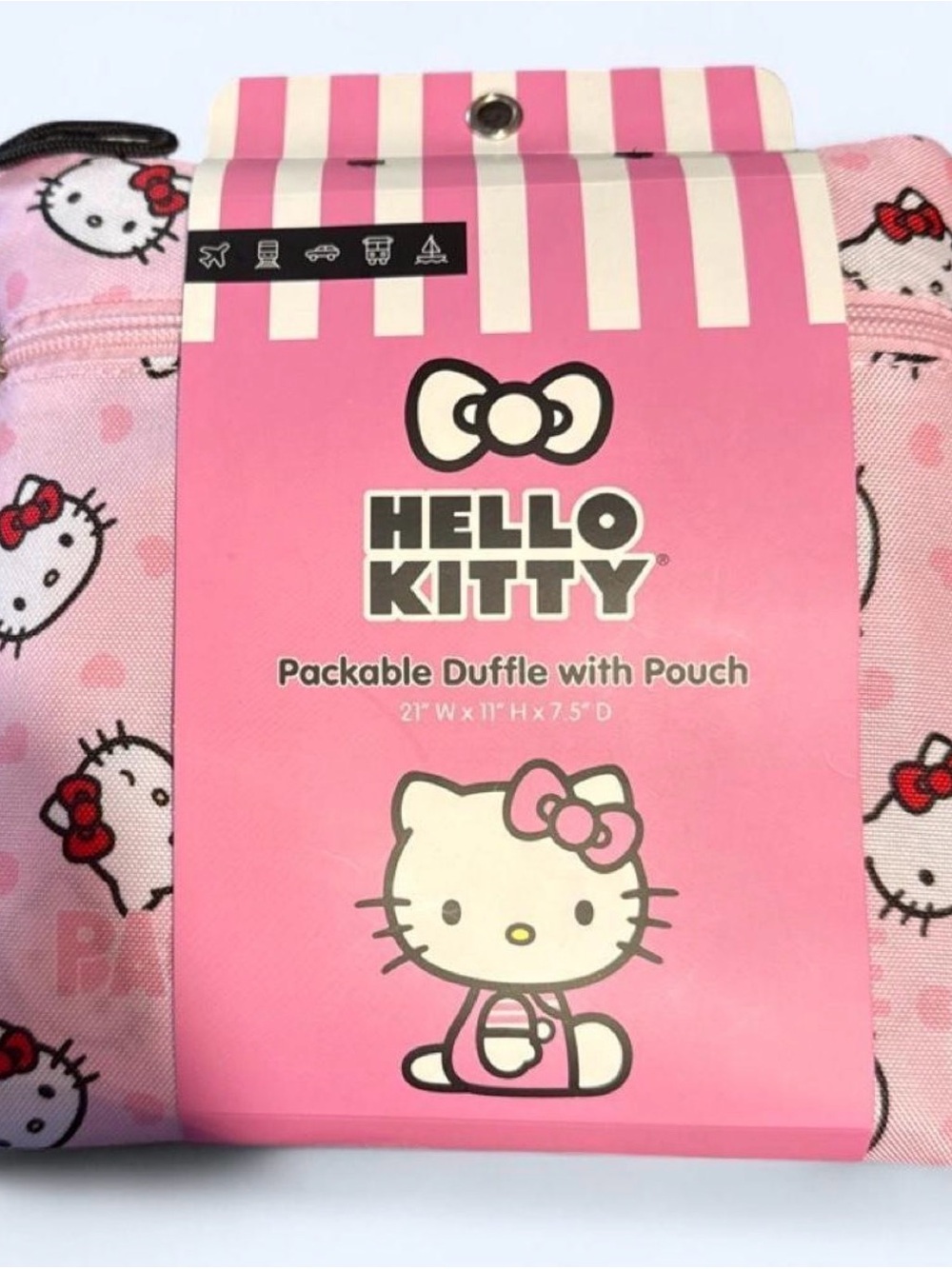 Hello Kitty Pink Packable Travel Duffle with Character Print